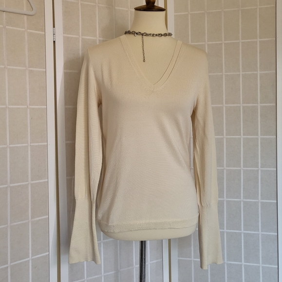 Vintage Sweaters - Vintage Silk Cream White Sweater